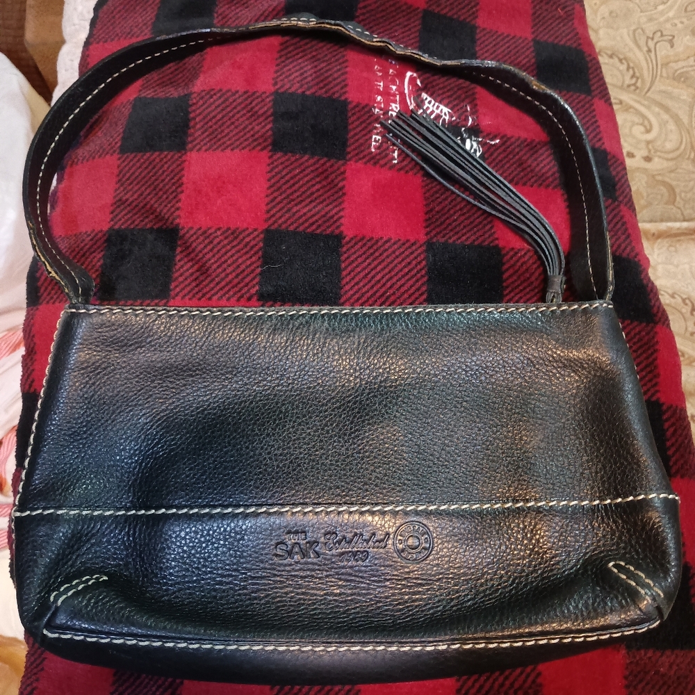 The Sak Black Leather Shoulder Bag Pink Label